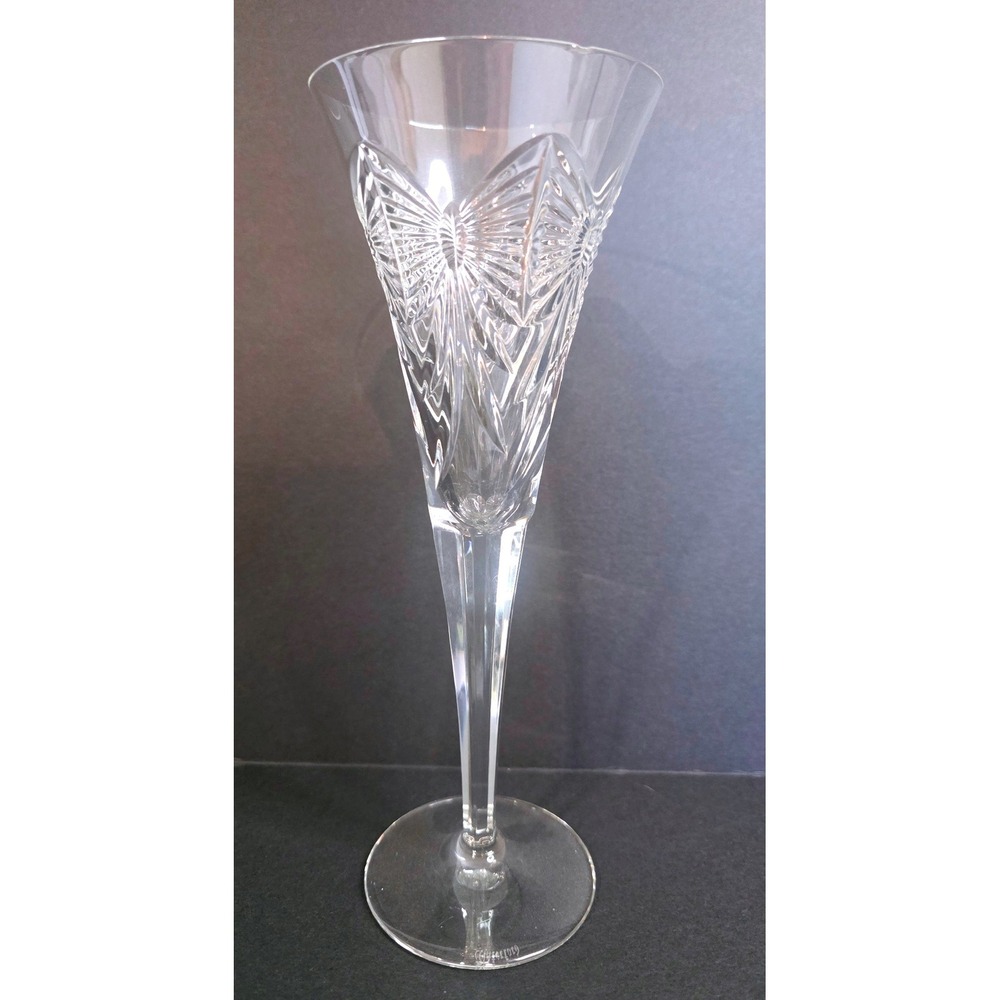 Waterford Crystal Millennium Happiness Champagne Flute Bow Butterfly Pattern